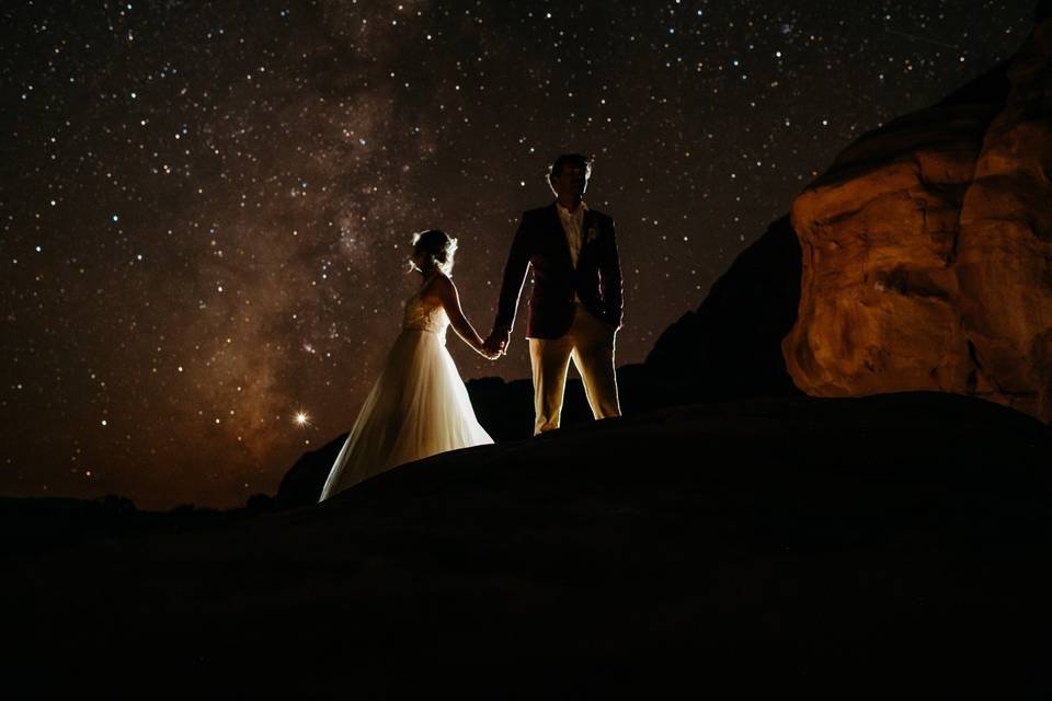 Night sky wedding photo