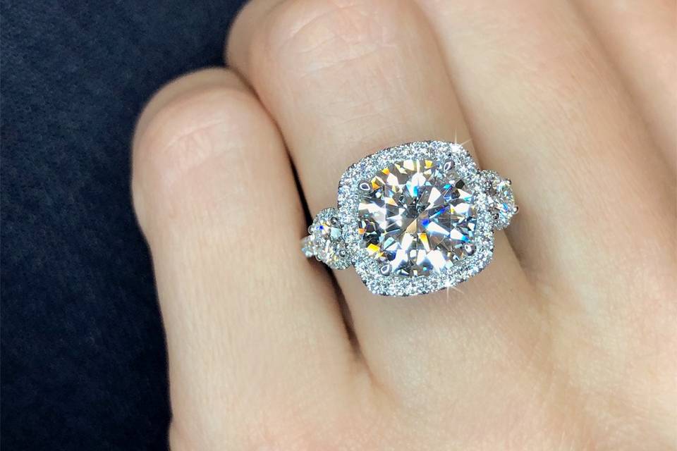 Custom diamond halo ring