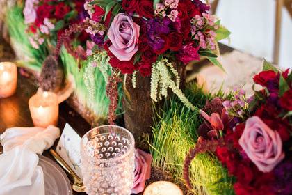 Floral table decor and candles