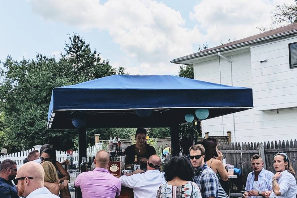 Gathered around the bar