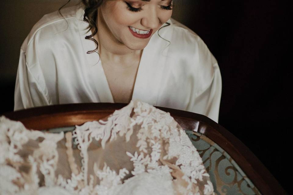 Putting on the dress