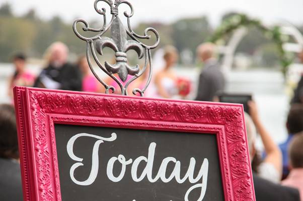 Custom chalkboard for an outdoor wedding ceremony. Photo by The Henry Studio.