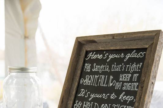 Custom chalkboard with rustic wood frame by SKO Designs. Photography by Organic Photography.