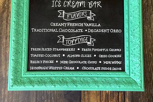 Custom Ice Cream Chalkboard for a wedding at aVenue in Nashville, Tennessee