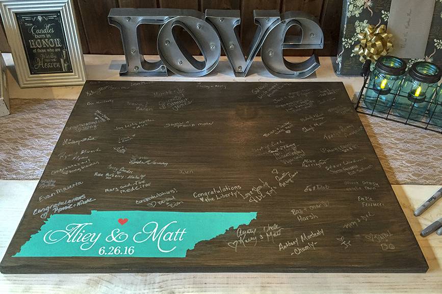 Stained wood guestbook
