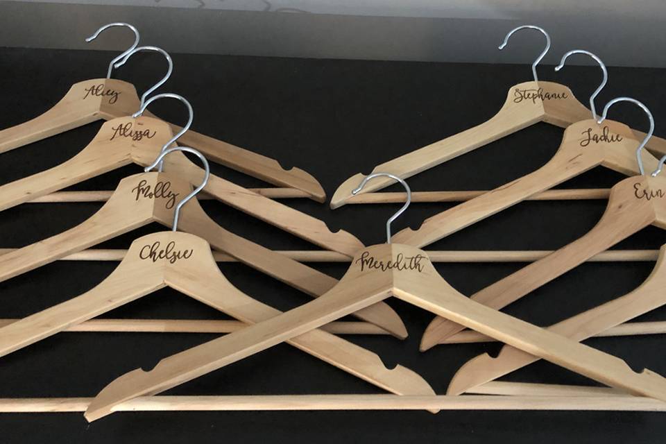 Engraved wood hangers