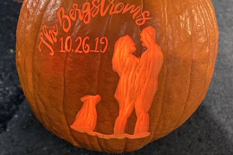 Carved wedding pumpkin