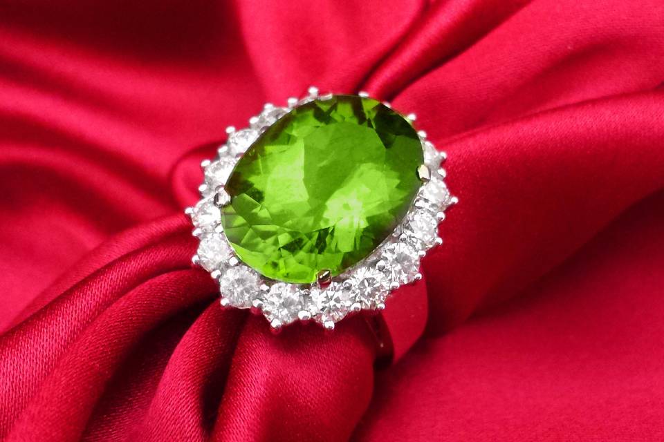 Peridot Diamond Ring