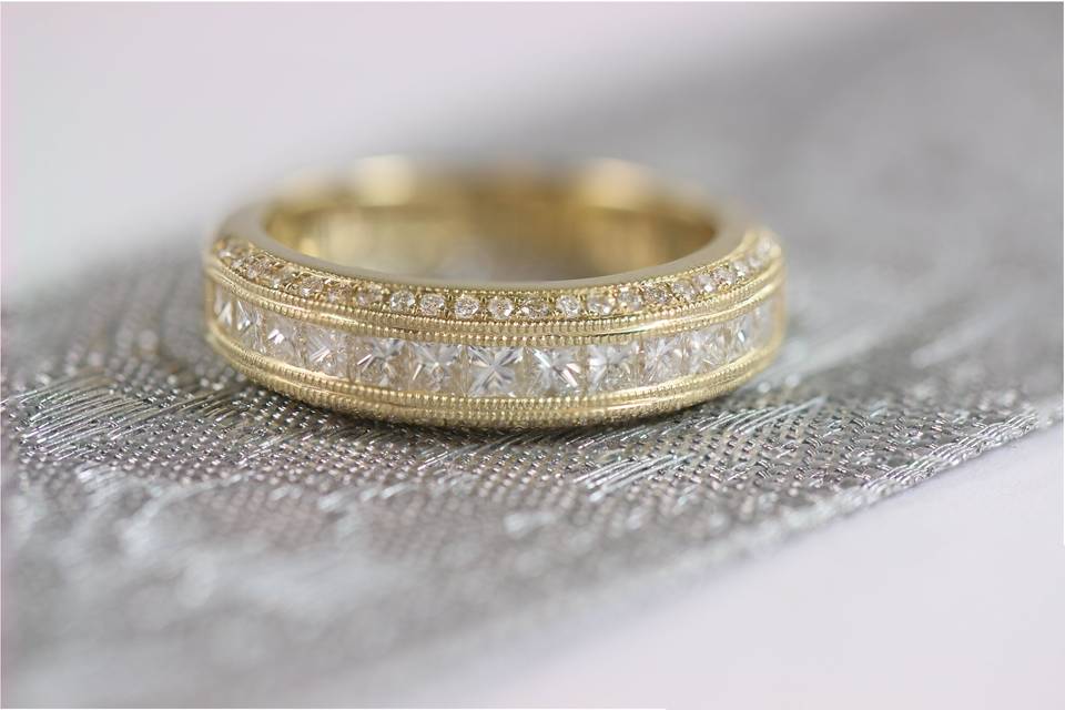 Channel Set Wedding Band