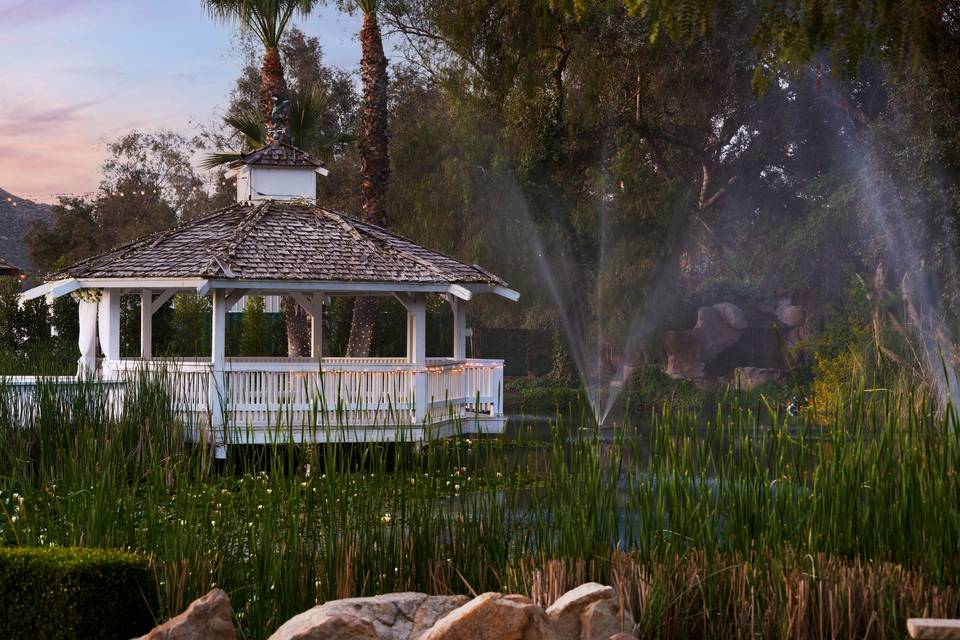 Gazebo and pond