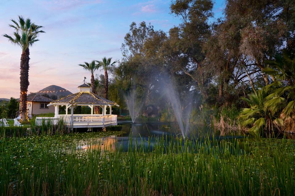 Gazebo and pond