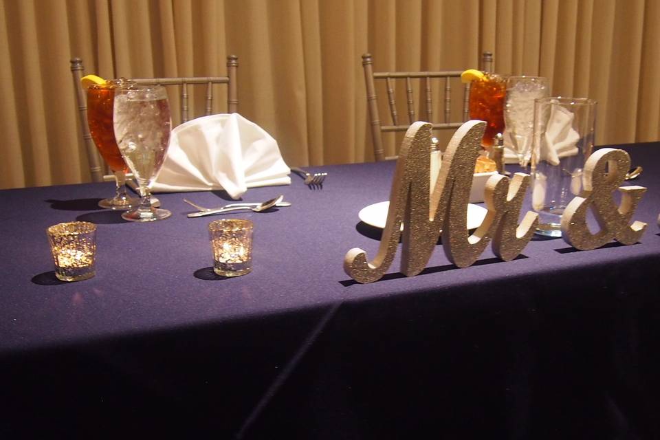 Bride and groom table