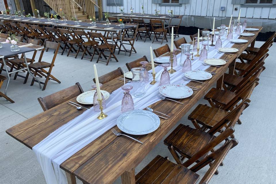 Tables with wildflowers