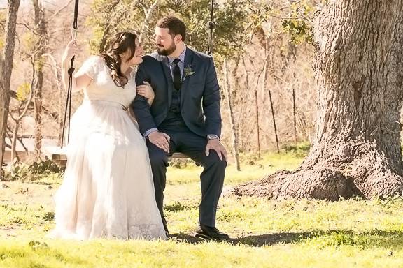 Newlyweds on the swing