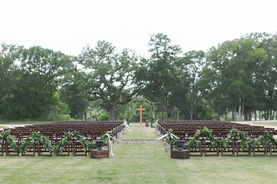 Outdoor wedding setup