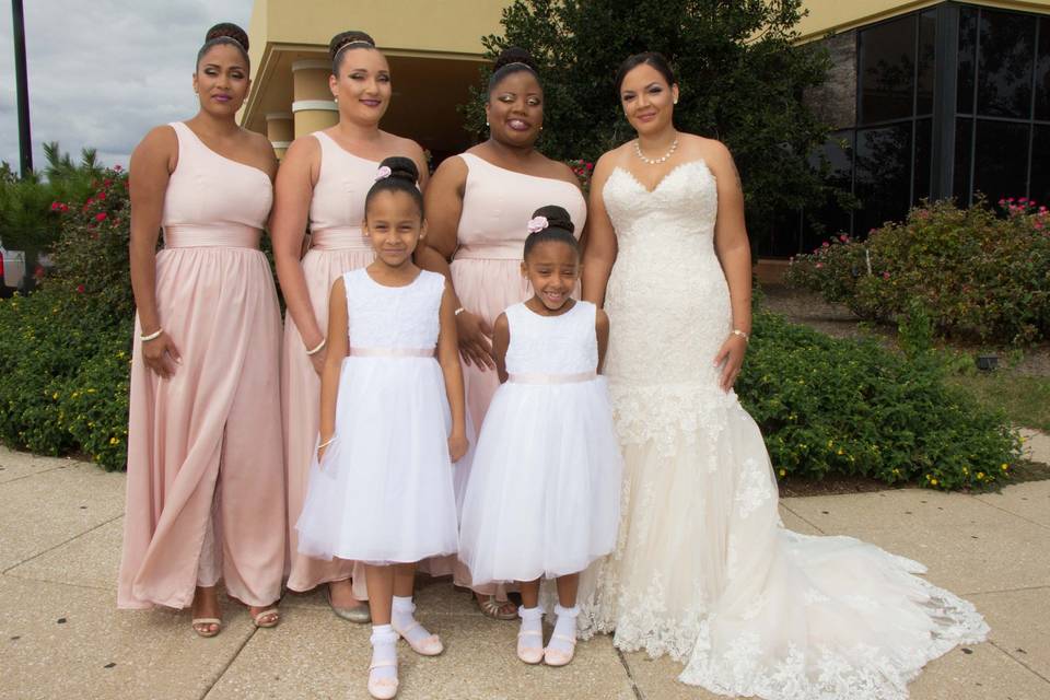The bride and the bridesmaids
