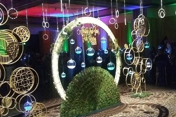 Hoop and peacock entry