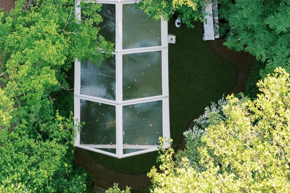 Aerial View of Large Tent