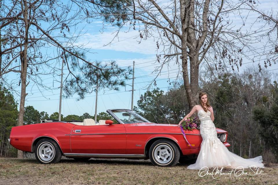 Bride and the car | Photo by One Moment, One Shot