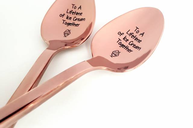 Engraved ice cream spoons