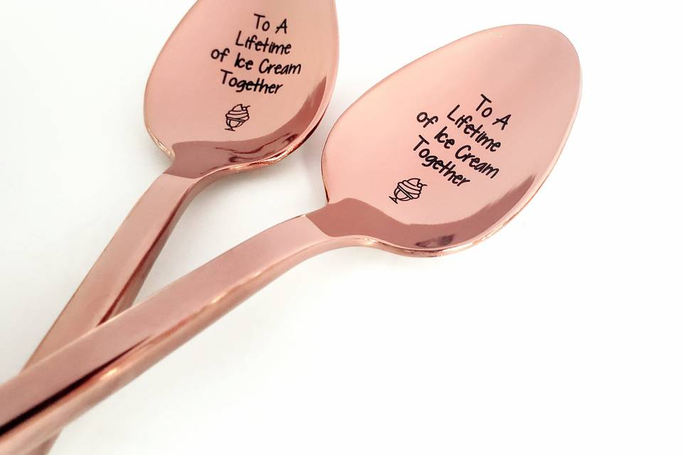Engraved ice cream spoons