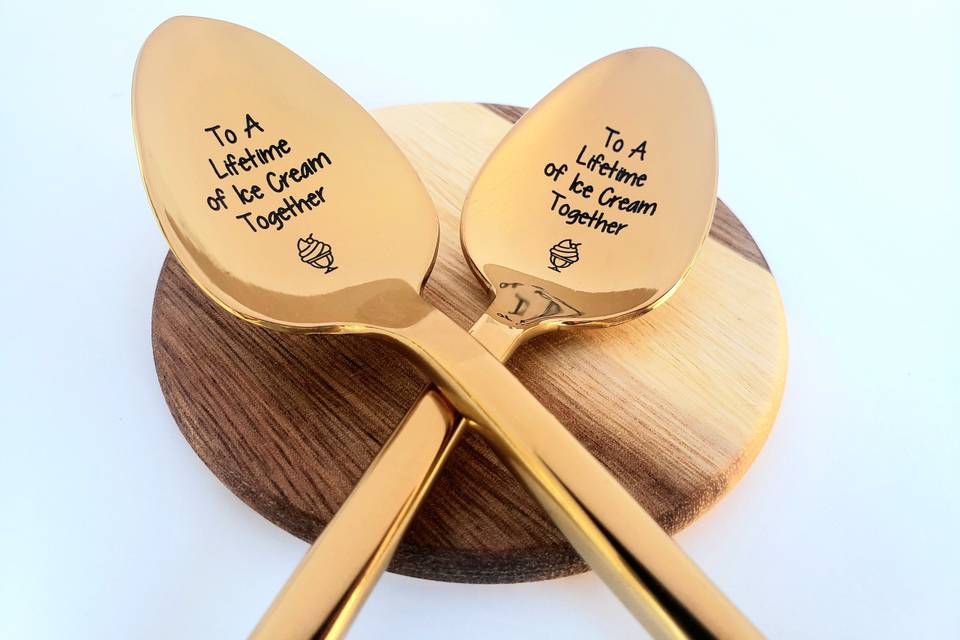 Matching engraved ice cream spoons