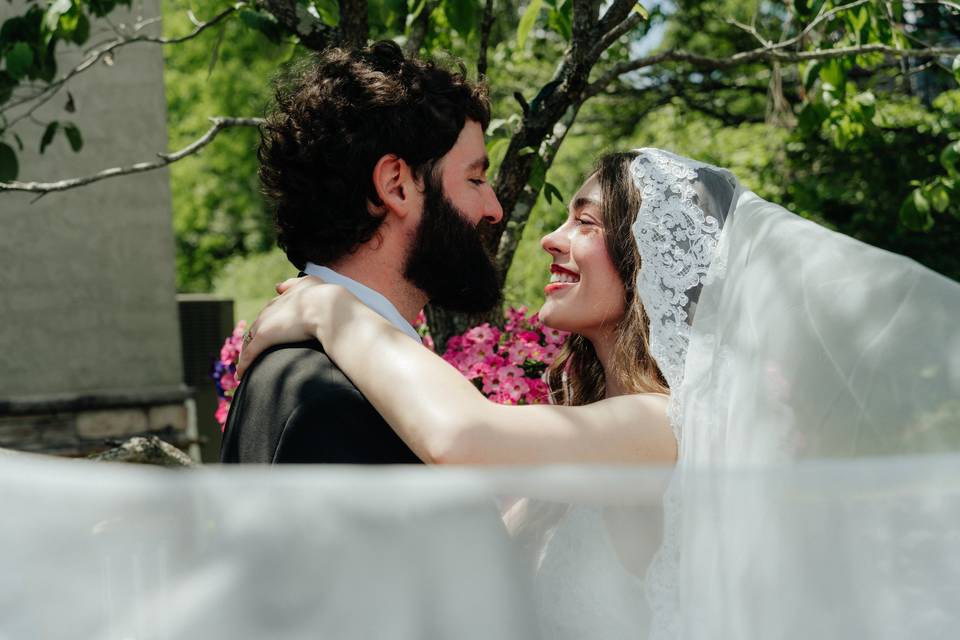 Bride and Groom with veil