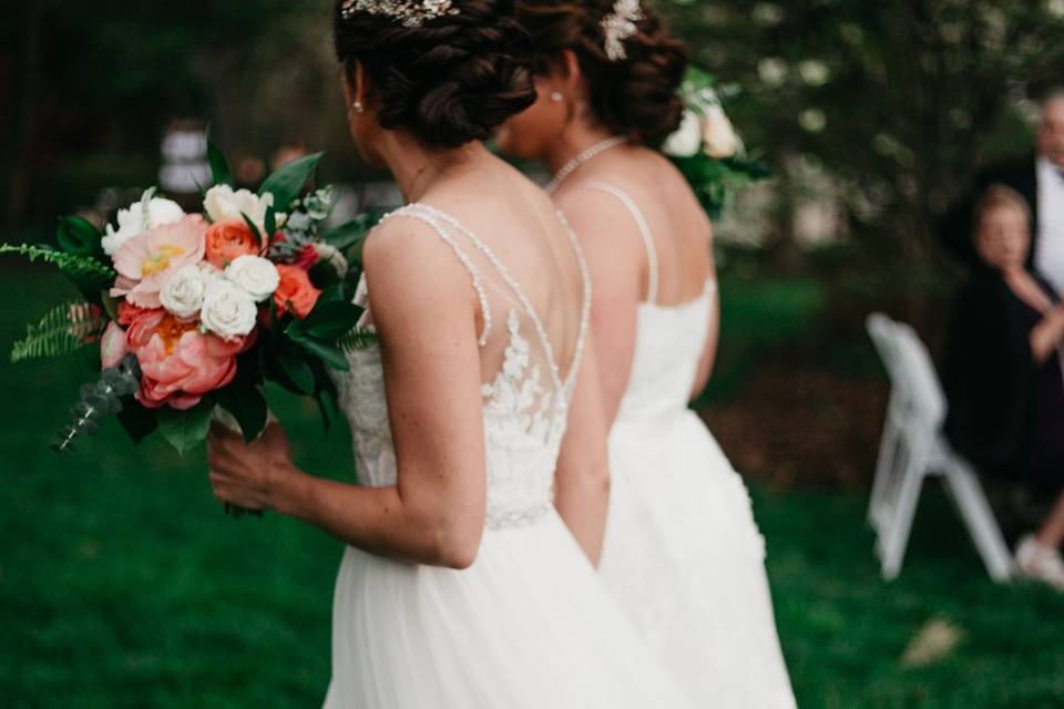 Brides walking the aisle