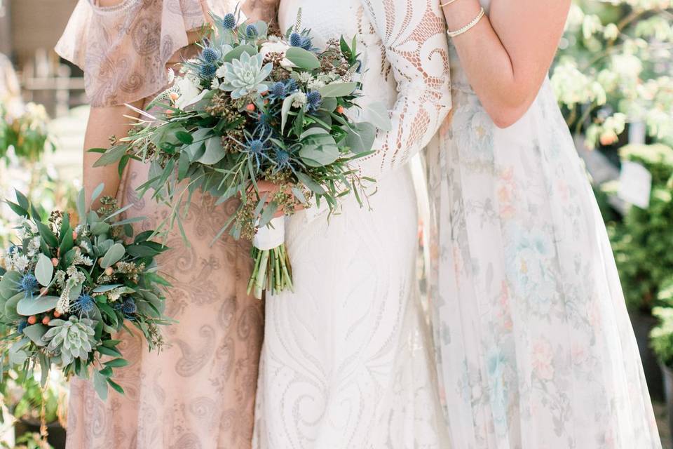 Bride with her bridesmaids