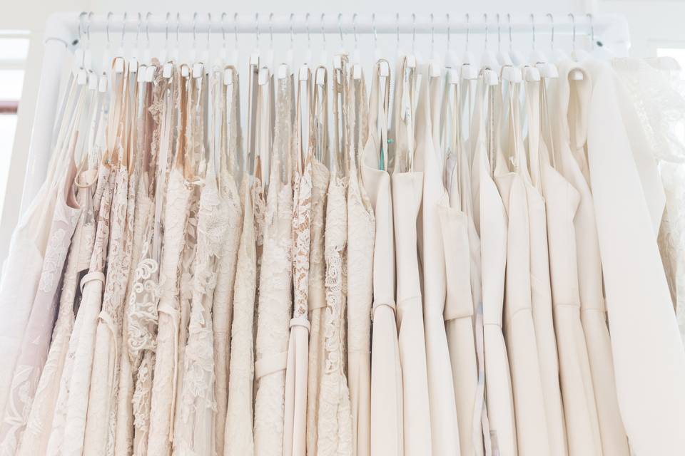 A rack of gowns