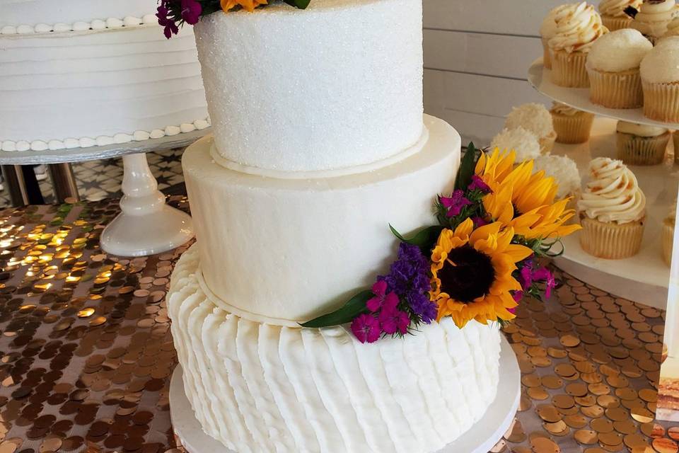 Ruffles and sparkle cake