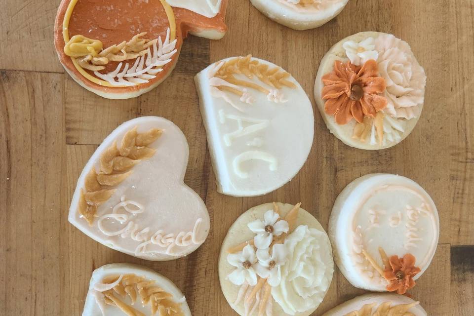 Boho engagement party cookies