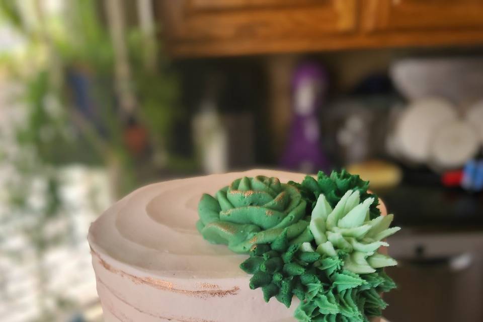 Buttercream succulent top tier