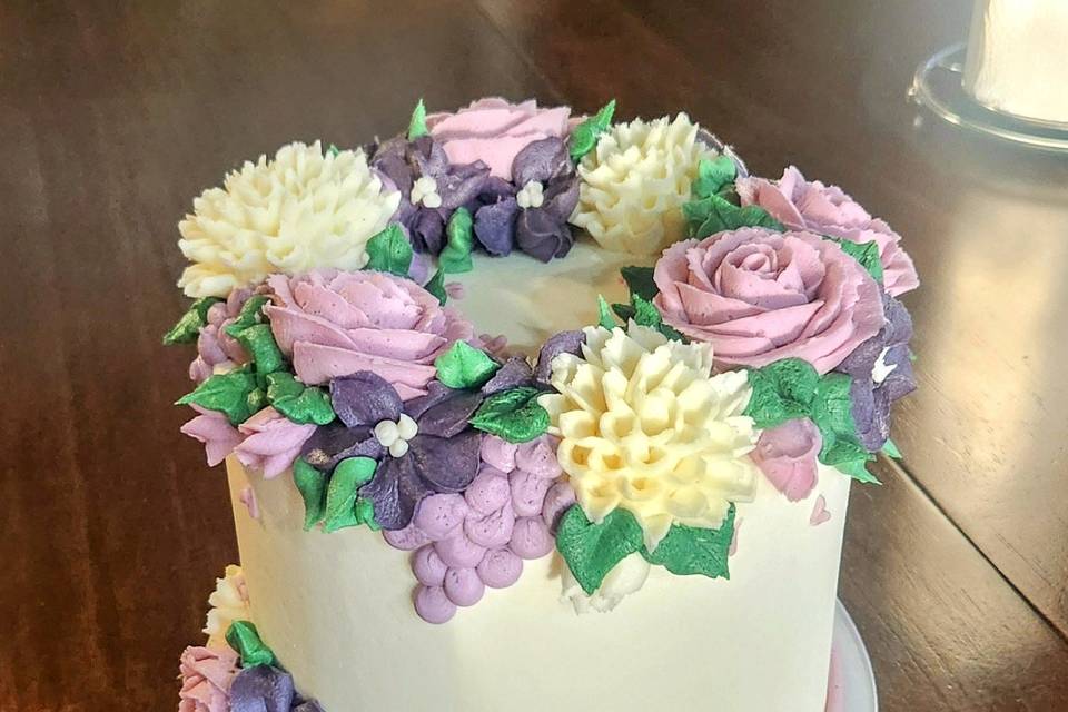 Buttercream floral top cake