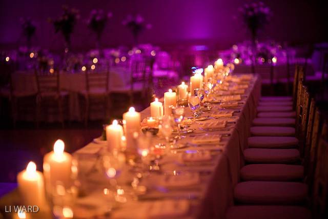Table setup with candle centerpiece