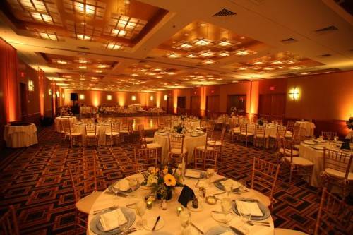 Table setup with flower centerpiece