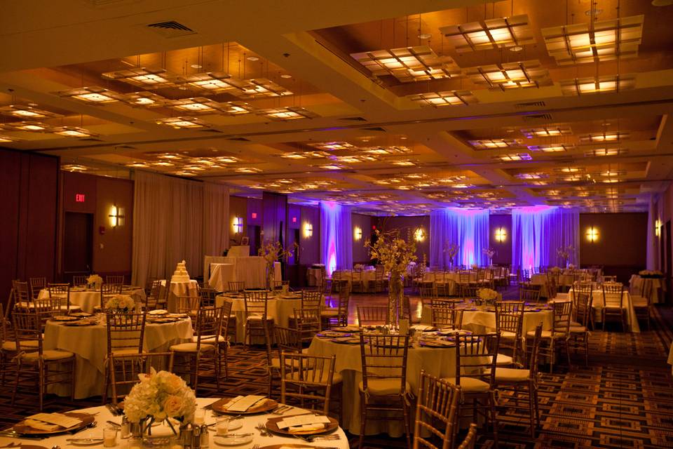 Table setup with flower centerpiece