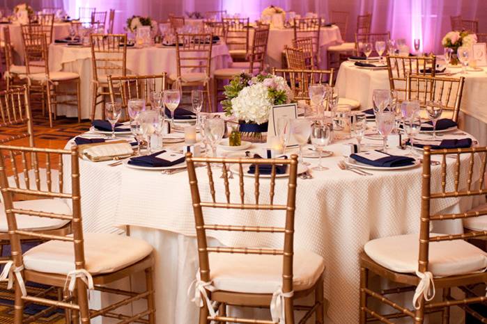 Table setup with flower centerpiece