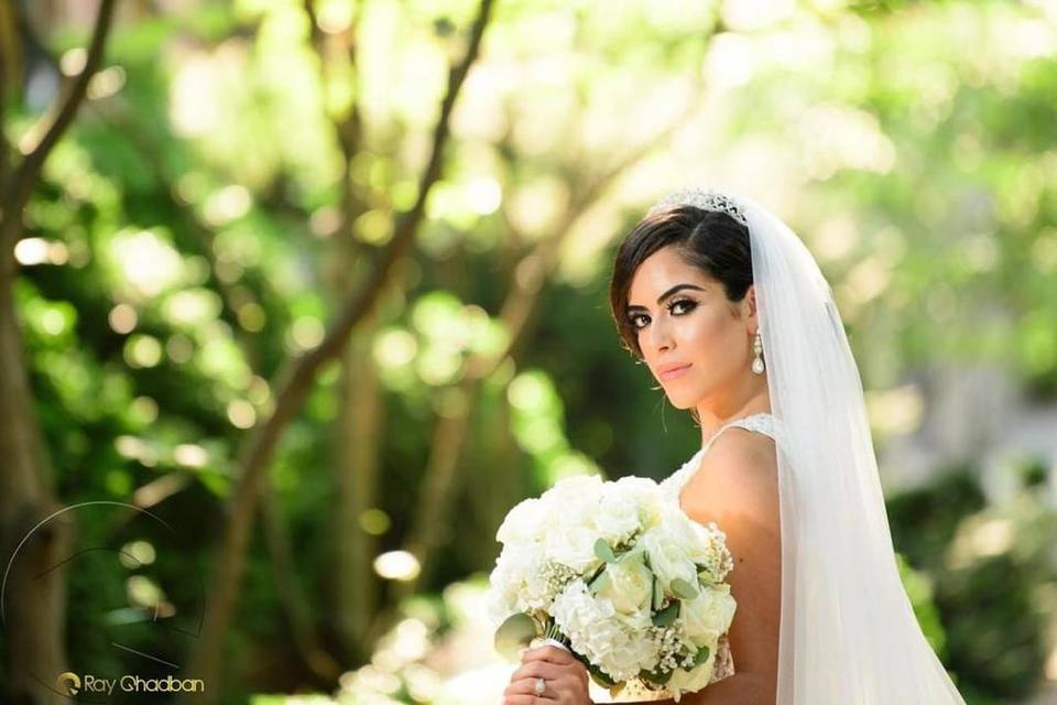 Bride and bouquet