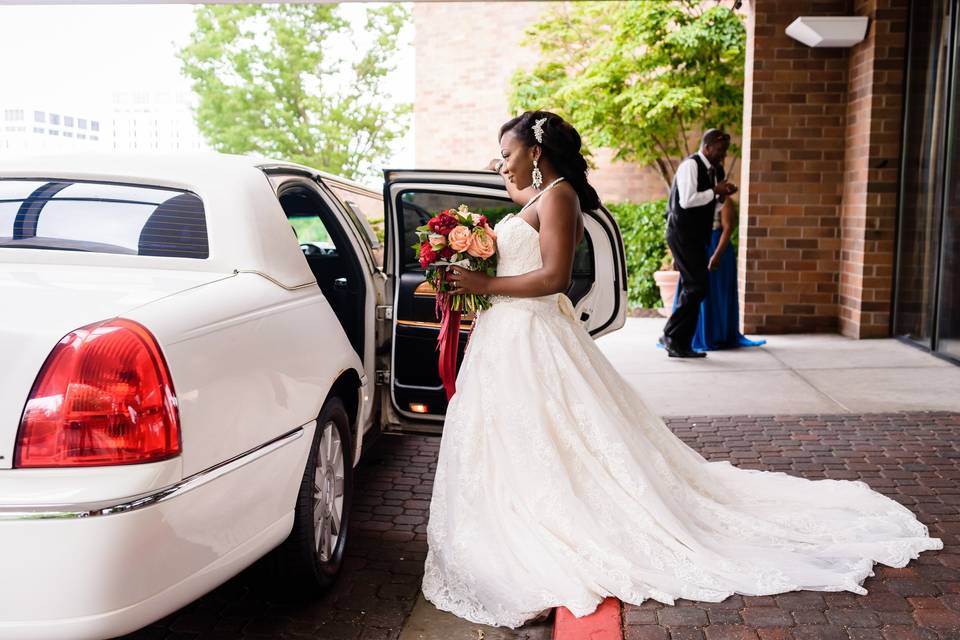 The bride holding her bouquet