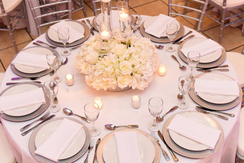 Table setup with floral centerpiece