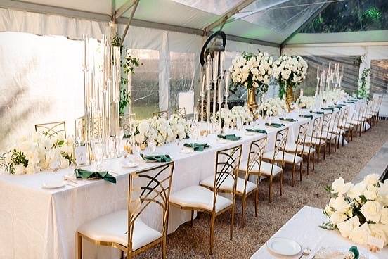 Table setup with floral centerpiece