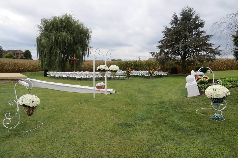 Outdoor wedding ceremony  setup