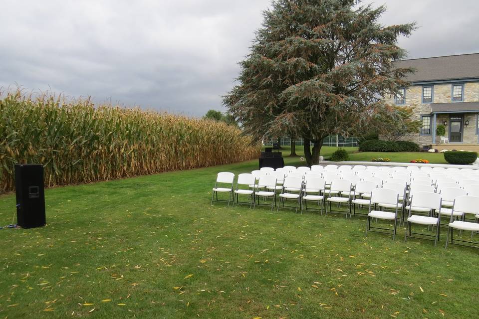 Outdoor wedding ceremony setup