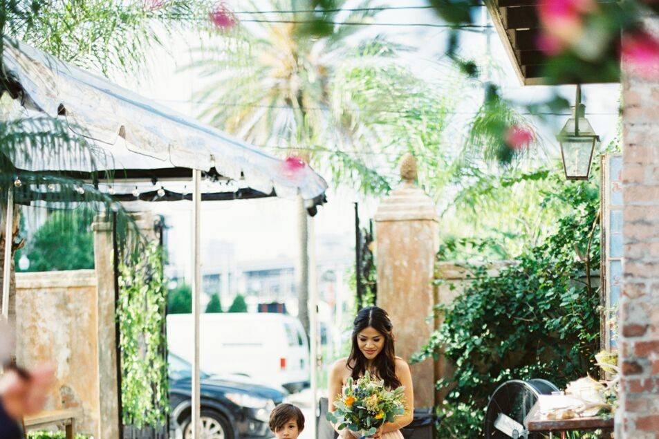 Bride and junior groomsman