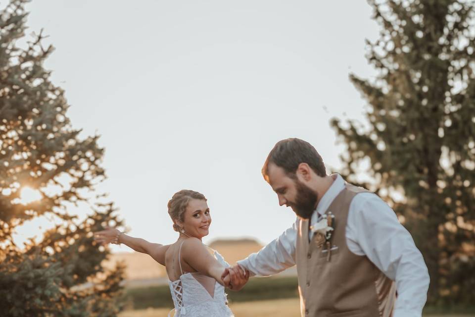 Bride and groom fun