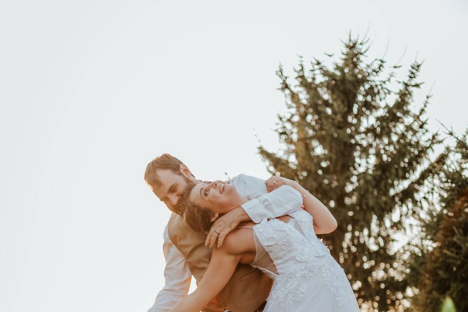 Bride and groom fun