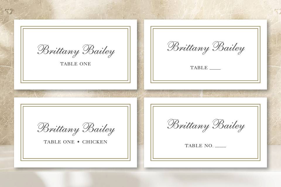 Wedding Place Card Samples