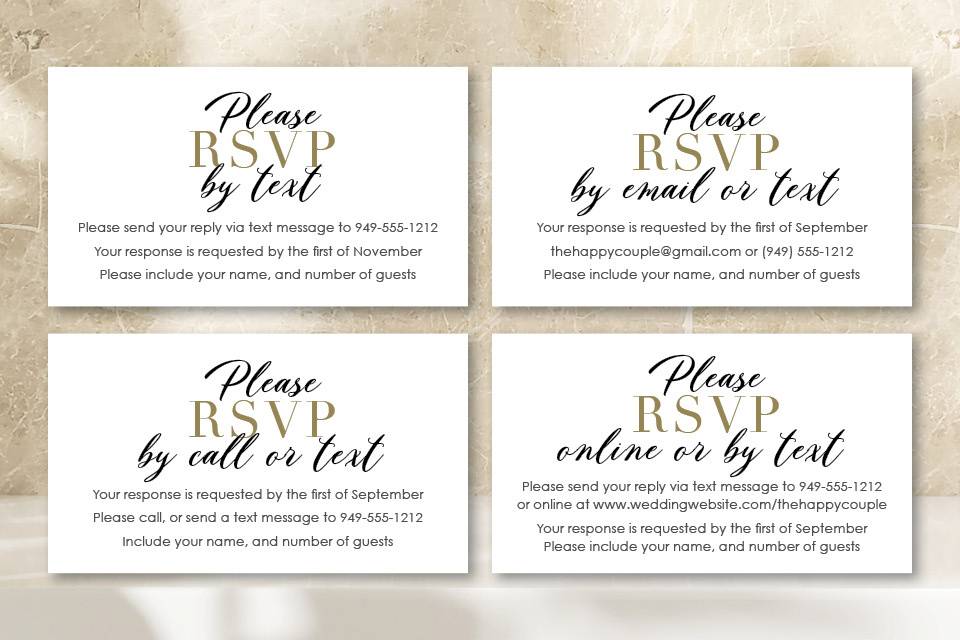 Small RSVP Card Inserts