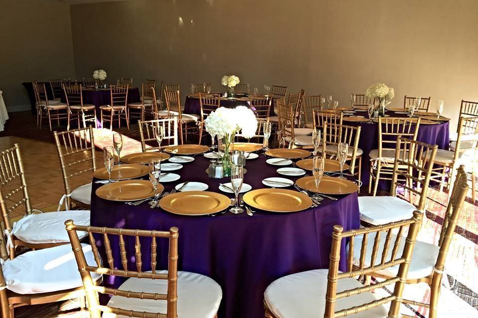 Table setting and floral centerpiece